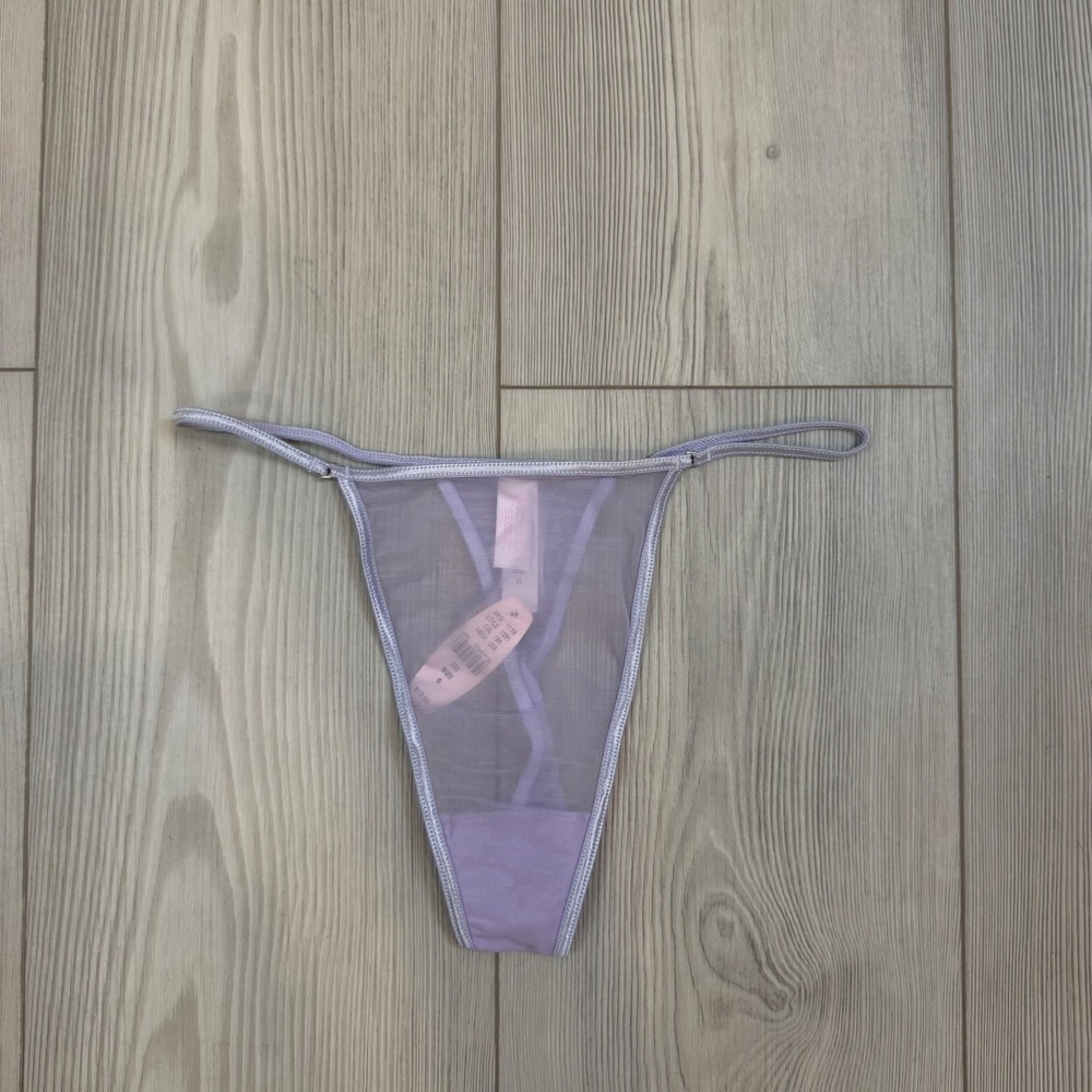 Vintage Victorias Secret V-String Thong Lavender Purple Sheer Mesh Y2K NWT Small